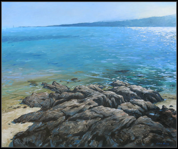 Graham Downs nz landscape artist, the rocks, oil on canvas
